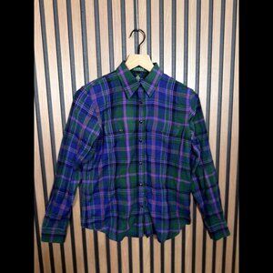 Lauren Ralph Lauren Shirt XS Womens Green Plaid Long Sleeve Button Up